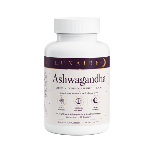 Lunaire Ashwagandha bottle, front view
