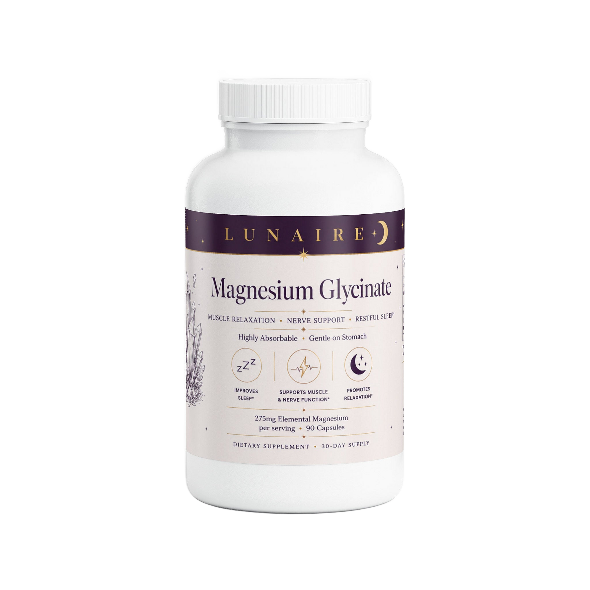 Lunaire Magnesium Glycinate bottle, front view