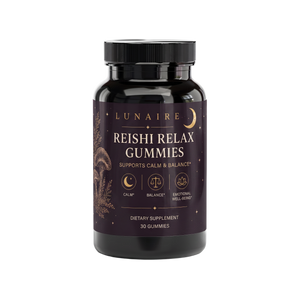Lunaire Reishi Relax Gummies bottle, front view